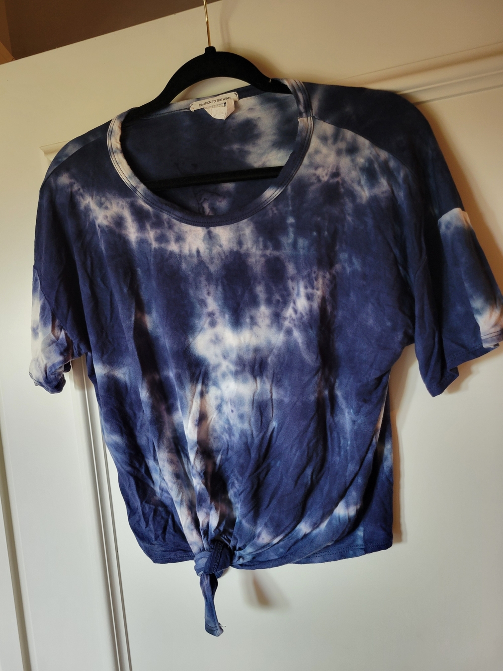 Tie-Dye Crop T-Shirt - Navy/White